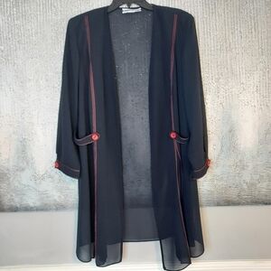 Dana Kay Sheer navy blue with red stiching  Cardigan/jacket